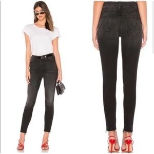 MOTHER the looker ankle fray in night hawk distressed jeans